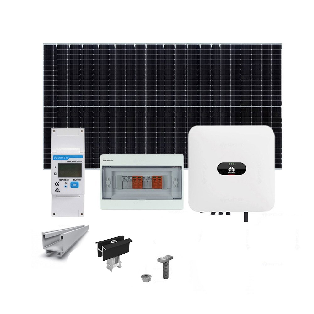 Sistem Fotovoltaic complet cu montaj si dosar prosumator inclus 5 kWp, invertor monofazat hibrid Huawei si 11 panouri Canadian Solar, montaj pe acoperis inclinat Canadian Solar