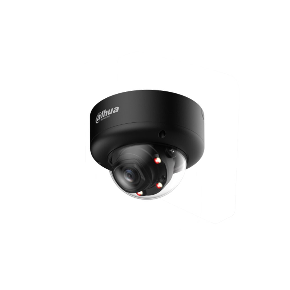 Camera supraveghere IP Dome cu iluminare duala Dahua WizMind IPC-HDBW5459E1-ZE-IL-2712-BLACK, 4 MP, 2.7 mm-12 mm, IR 60 m, lumina alba 50 m, protectie perimetrala, slot card, ePoE