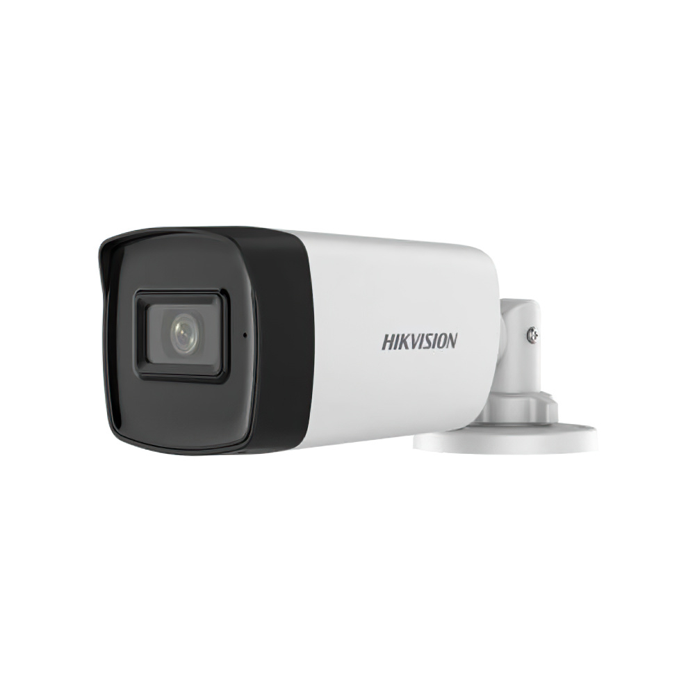 Kit Camera supraveghere exterior Hikvision DS-2CE17H0T-IT3FS2, 5 MP, 2.8 mm, IR 40 m, audio prin coaxial, microfon + alimentator 2.8