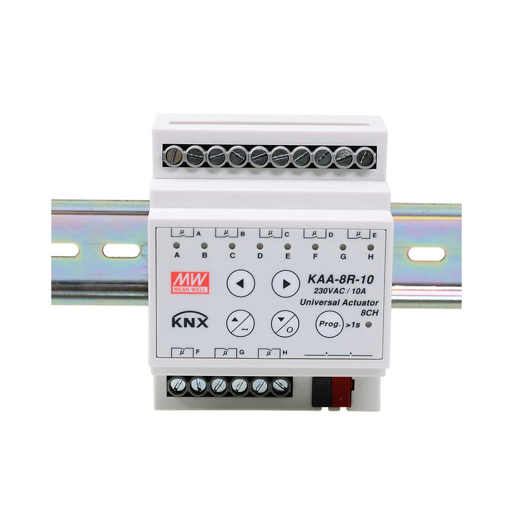 Actuator drivere LED MeanWell KAA-8R-10, 8 canale, protocol KNX, montaj pe sina DIN MeanWell