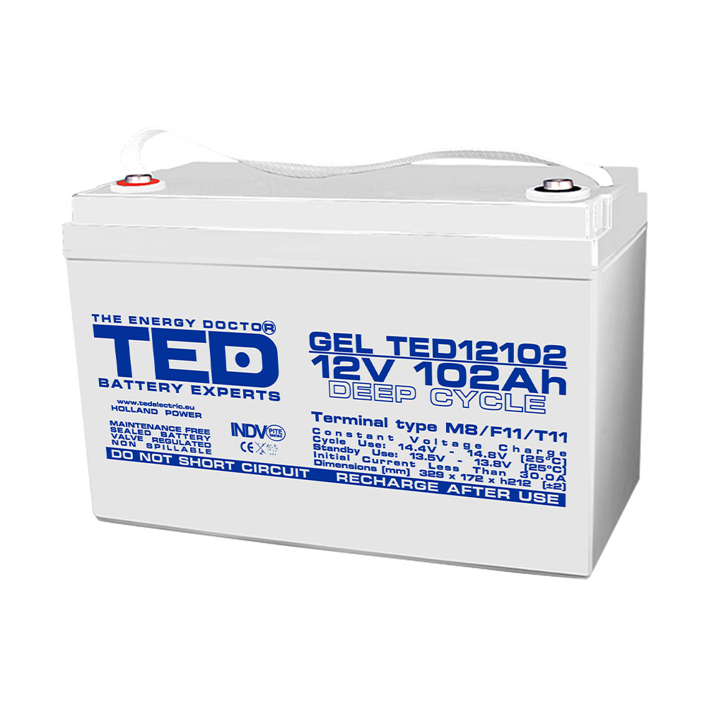 Acumulator AGM TED Deep Cycle TED003492, 12 V, 102 Ah, M8 102 imagine noua idaho.ro