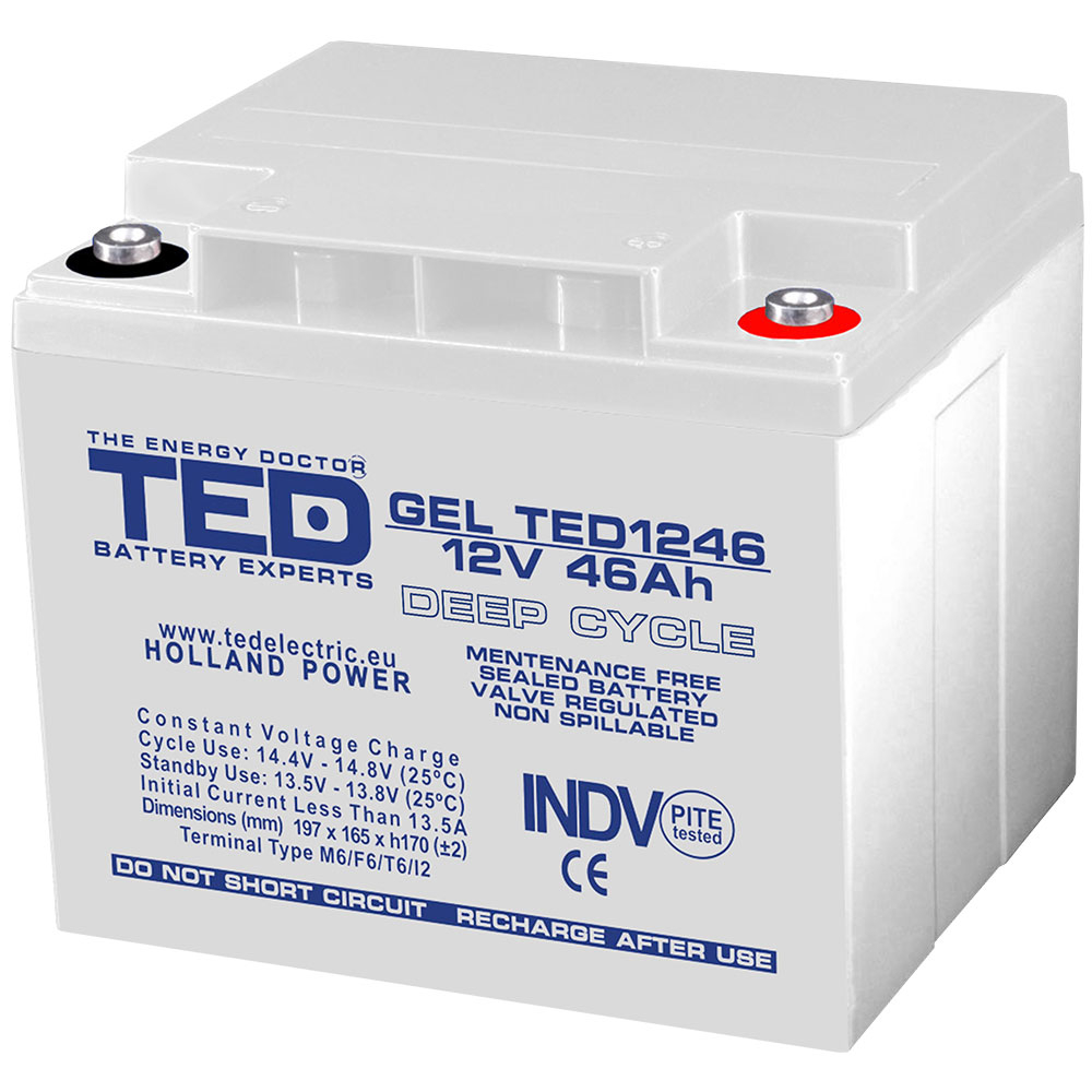 Acumulator GEL TED Deep Cycle TED003454, 12 V, 46 A Acumulator imagine noua idaho.ro