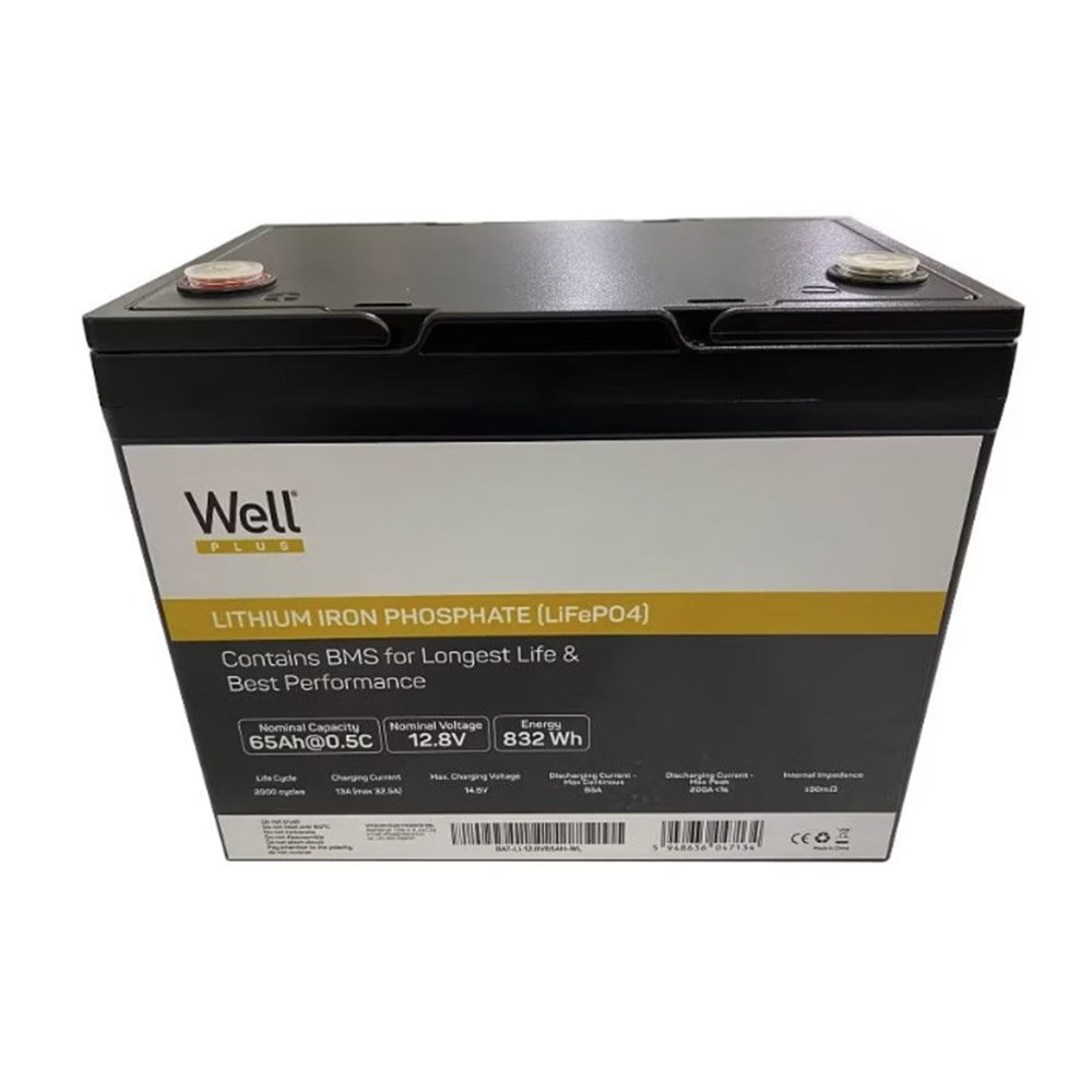 Acumulator LiFePo4 Well BAT-LI-12.8V65AH-WL, 12.8 V, 65 Ah, 2000 cicluri