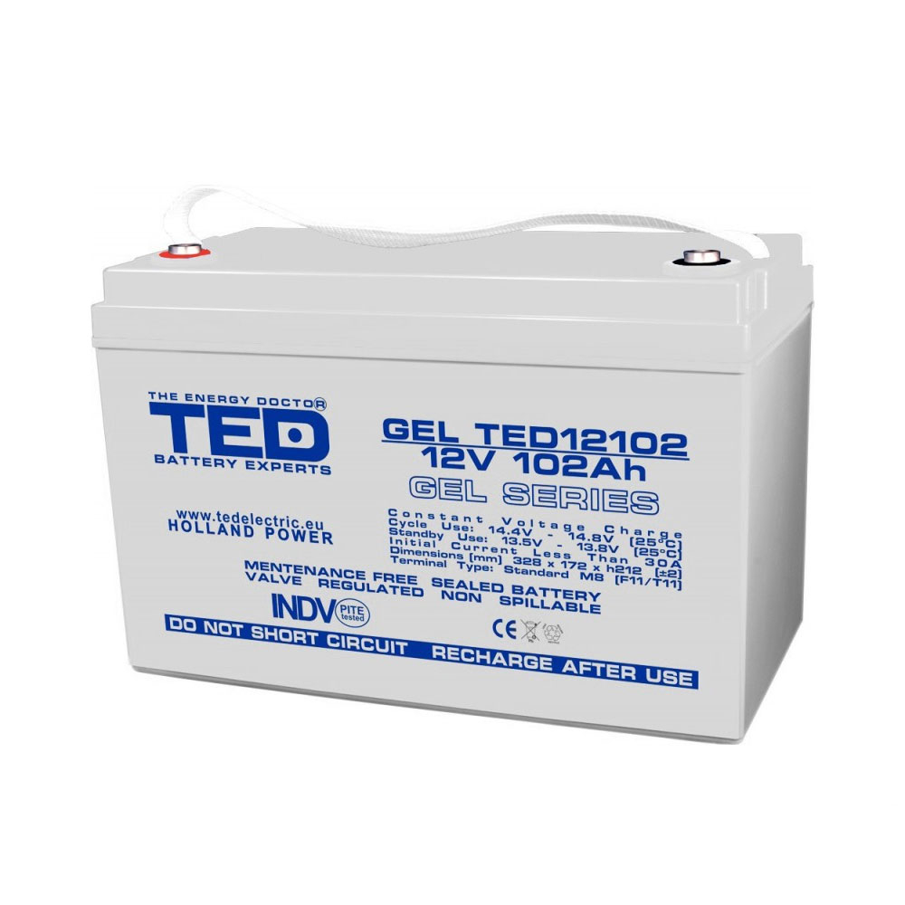 Acumulator TED GEL A0058592, 102 Ah, 12 V, M8 102 imagine noua