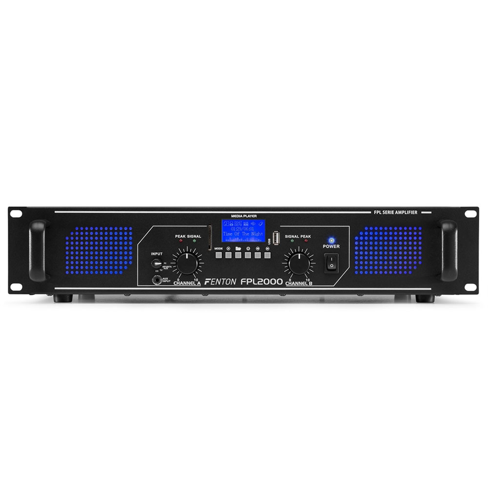 Amplificator digital profesional Fenton FPL2000 172.082, USB/SD, Bluetooth, MP3, 4000W, 4 ohm (USB/SD)