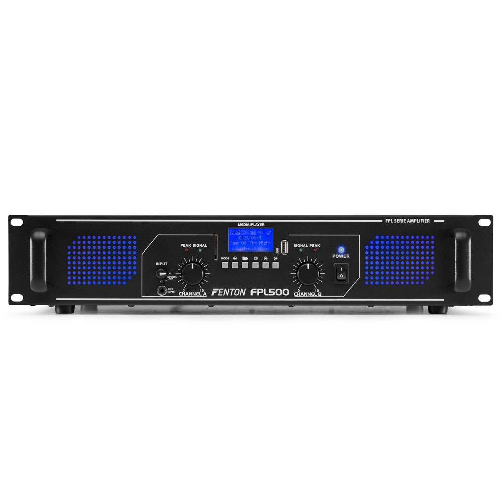 Amplificator digital profesional Fenton FPL500 172.084, USB/SD, Bluetooth, MP3, 500W, 4 ohm (USB/SD)
