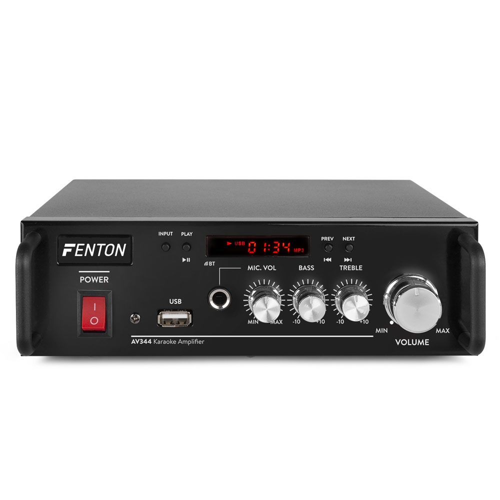 Amplificator karaoke cu acumulator Fenton AV344 103.120, USB, Bluetooth, 2x25W, 7.4V/1800mAh 103.120 imagine noua tecomm.ro