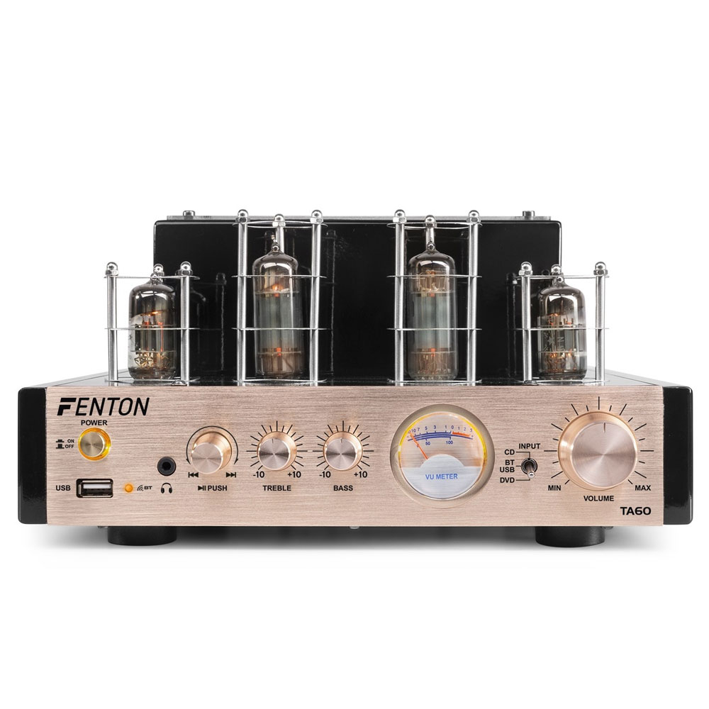 Amplificator stereo cu lampi Fenton TA60 103.320, USB, Bluetooth, MP3, 2x25W, 8 ohm la reducere Fenton