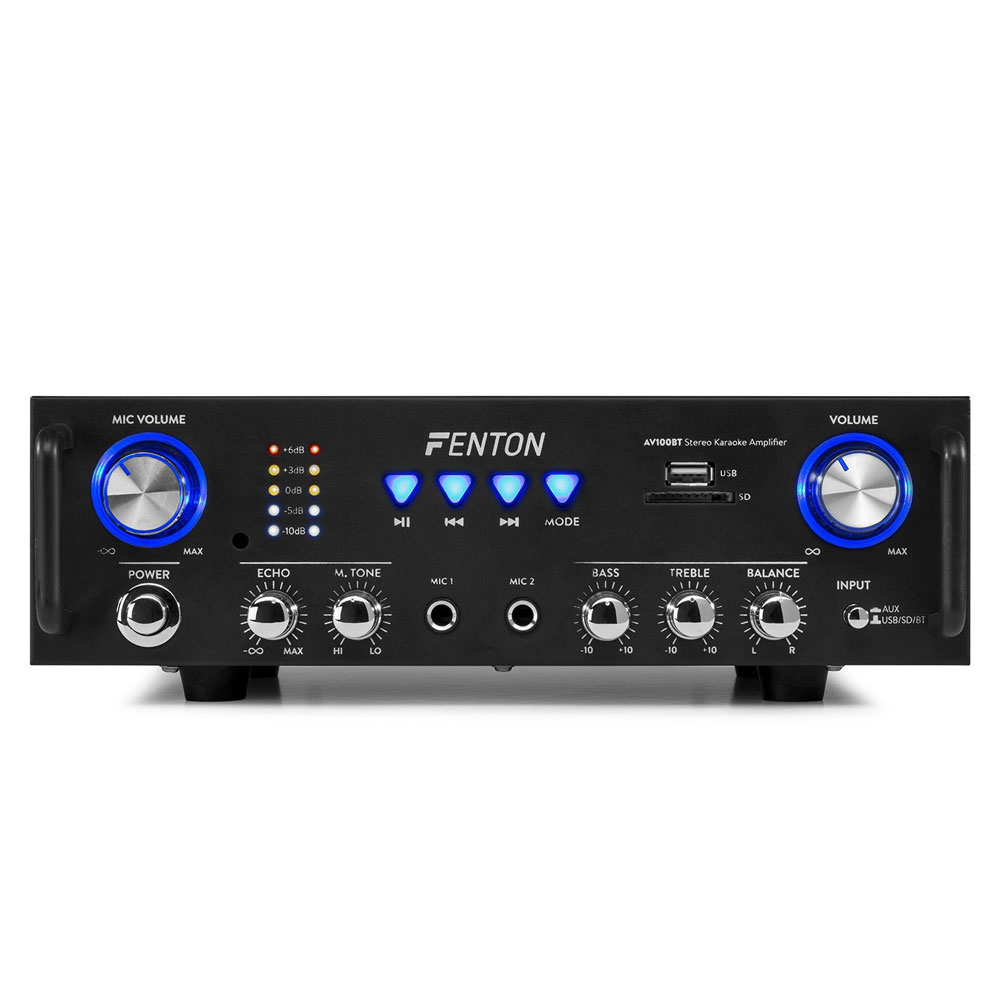 Amplificator stereo Hi-Fi Fenton AV100BT 103.209, USB/SD, Bluetooth, 2x50W, 8 ohm (USB/SD) imagine noua