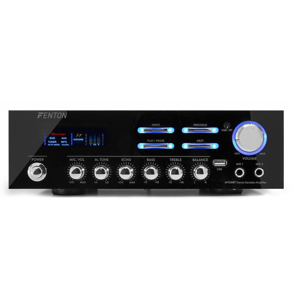 Amplificator stereo HiFi Fenton AV120BT 103.205, USB, Bluetooth, 2x60W RMS, 8 ohm 103.205 imagine noua
