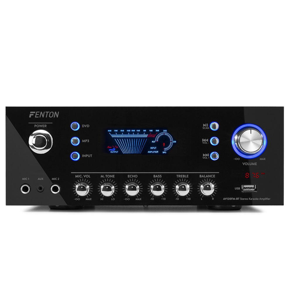 Amplificator stereo HiFi Fenton AV120FM-BT 103.207, USB, Bluetooth, 2x60W RMS, 8 ohm Fenton