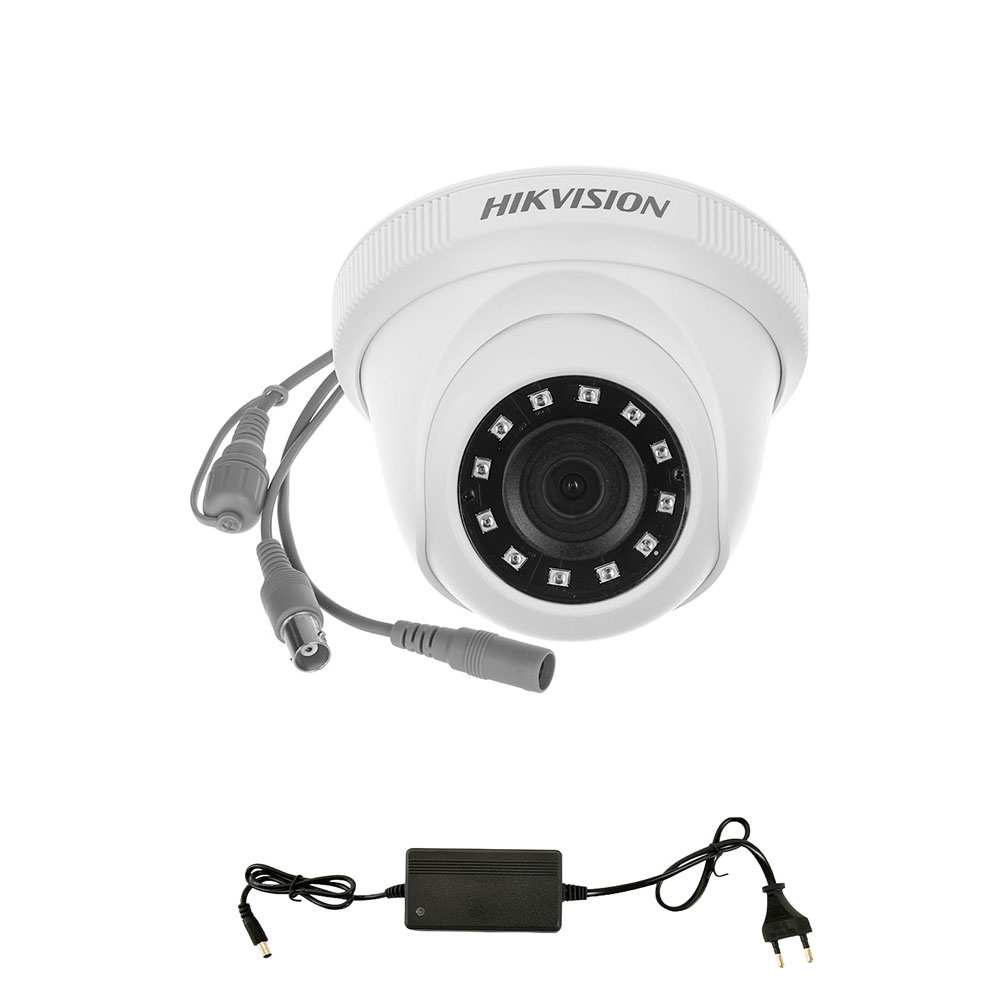 Camera supraveghere Dome Hikvision TurboHD DS-2CE56D0T-IRPF C, 2 MP, IR 20 m, 2.8 mm + alimentator spy-shop