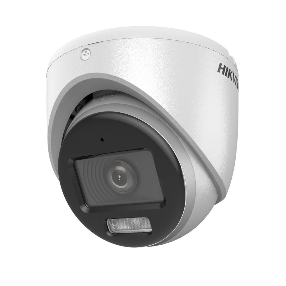 Camera supraveghere exterior ColorVu Hikvision DS-2CE70KF0T-LMFS(3.6MM), 3K, Smart Hybrid cu LED alb si IR 20 m, 3.6 mm, microfon HikVision