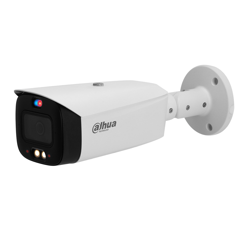 Camera supraveghere exterior IP cu iluminare duala Dahua WizSense Active Deterrence IPC-HFW3549T1-AS-PV-0360B-S4, 5 MP, lumina alba/IR 30 m, 3.6 mm, microfon, slot card, PoE Dahua
