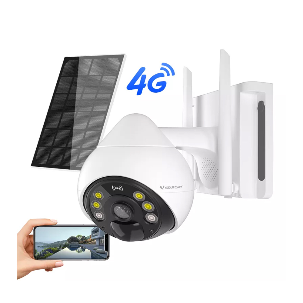 Camera supraveghere wireless IP WiFi GSM 4G VStarcam BG69-TZ, 2 MP, 4 mm, lumina alba/IR 15 m, acumulator 10.000 mAh, microfon, slot card + panou solar (WiFi