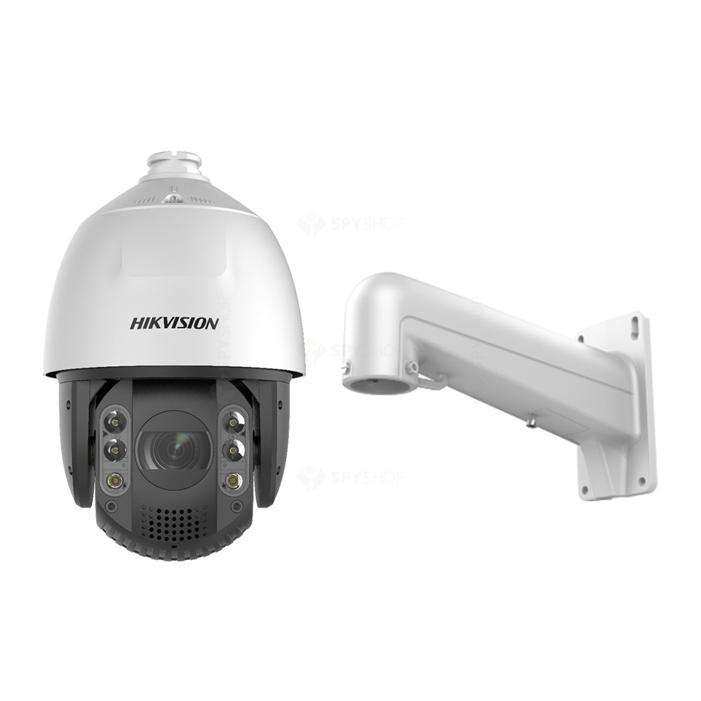 Camera supraveghere IP Speed Dome Hikvision AcuSense DS-2DE7A432IW-AEB(T5), 4 MP, IR 200 m, 5.9 – 188.8 mm, motorizat, slot card, Hi-PoE, 32X + suport