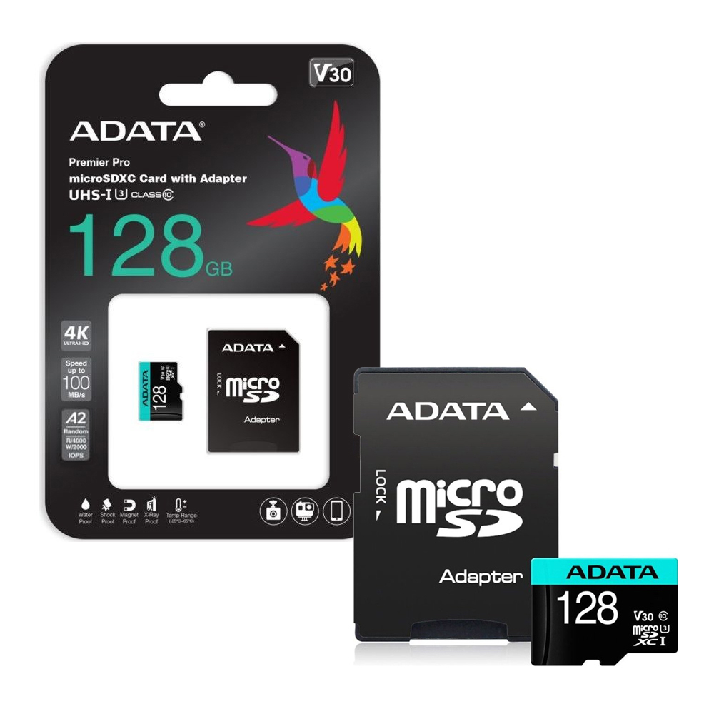 Card de memorie Adata Premier Pro V30S MicroSDXC AUSDX128GUI3V30SA2, 128GB, clasa 10, A2 Adata