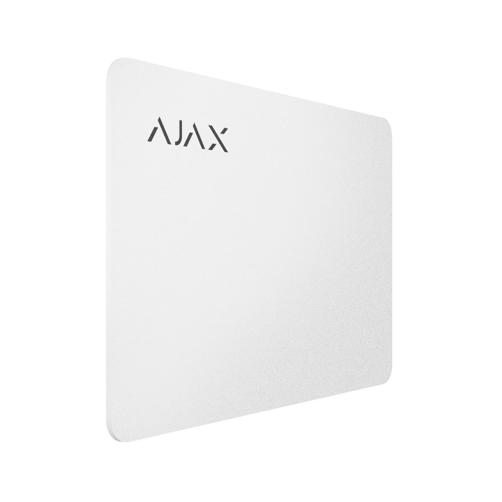 Set 100 cartele de proximitate Ajax Pass WH, 13.56 MHz, alb
