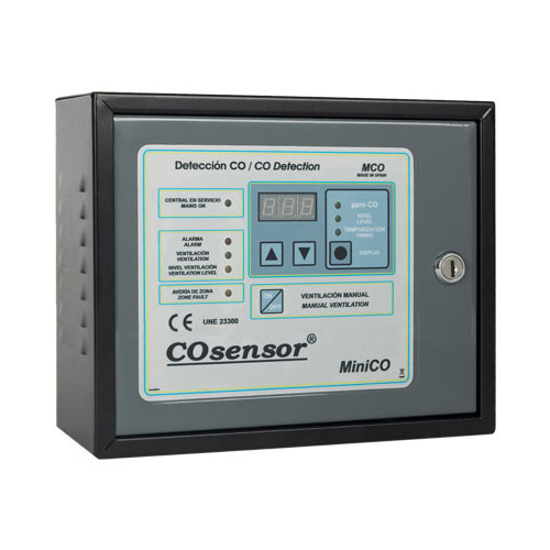 Centrala detectare CO si NO2 conventionala Cofem MiniCO MCO120, 1 zona, 20 detectori, IP30 Cofem