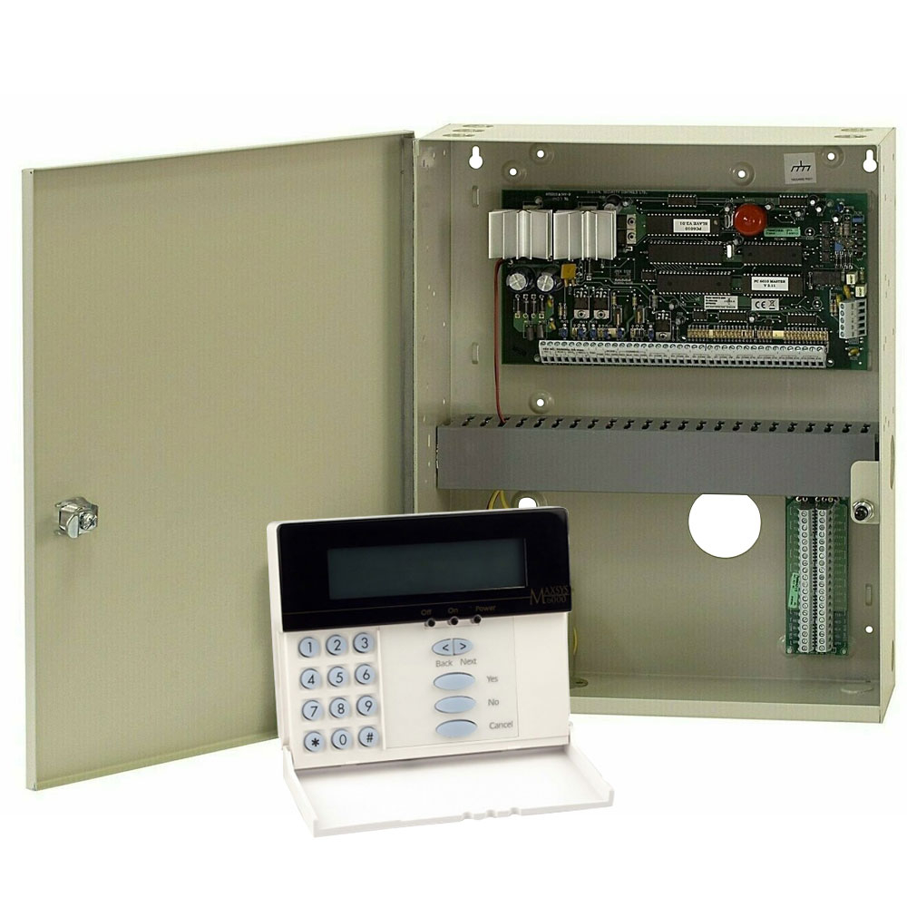 Centrala alarma antiefractie DSC Maxsys PC 6010 cu tastatura LCD 6501 si cutie metalica, 32 partitii, 16 zone, 1000 utilizatori