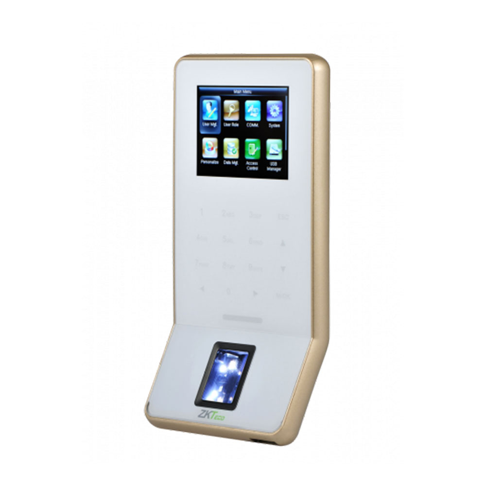 Cititor de proximitate biometric standalone TCP/IP ZKTeco ACO-F22-WHITE-1, ecran LCD 2.4 inch, EM, 3.000 amprente, 5.000 carduri, 30.000 evenimente