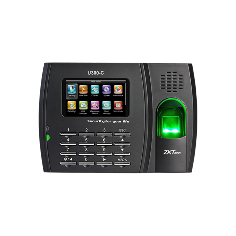 Controler de acces IP biometric ZKTeco TA-U300CZMM-1, ecan 3 inch, parola, 3.000 amprente, 10.000 carduri, 100.000 evenimente 10.000