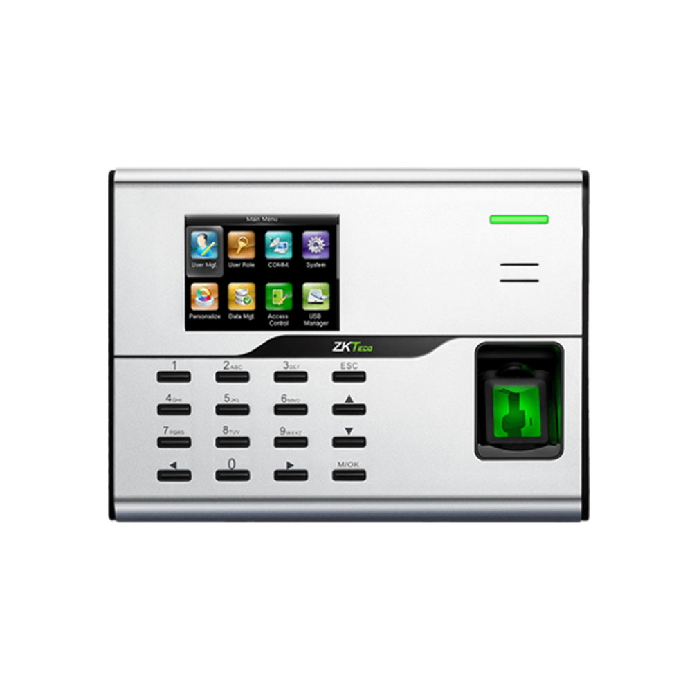 Controler de acces IP biometric ZKTeco TA-UA860-1-W, WiFi, ecran 2.8 inch, parola, 1.000 amprente, 3.000 carduri, 50.000 evenimente 1.000 imagine noua