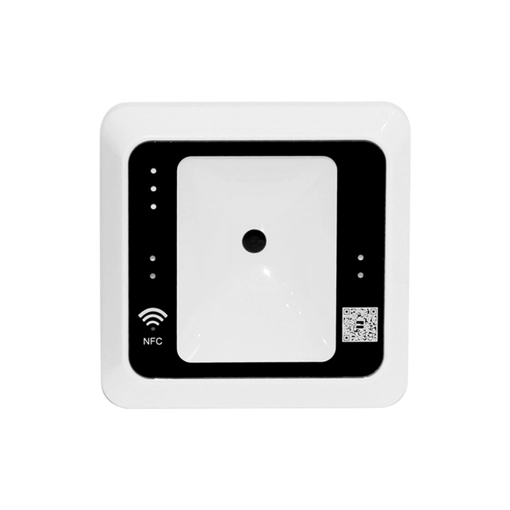 Cititor de proximitate RFID ZKTeco ACC-ER-QR500-W, Wiegand, Mifare, 13.56 MHz, cod QR, NFC, interior la reducere 13.56