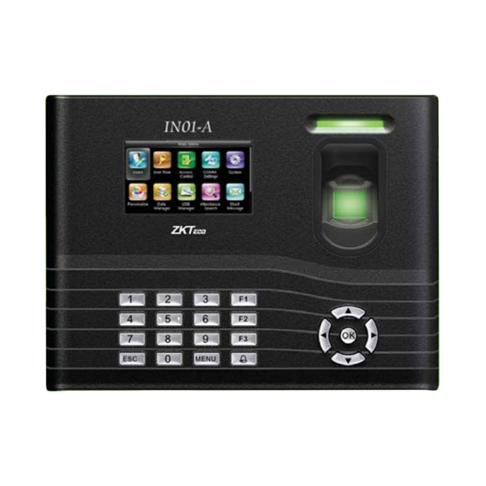 Controler de acces IP biometric ZKTeco TA-IN01AZMM220-1, ecran 3 inch, parola, 3.000 amprente, 10.000 carduri, 100.000 evenimente