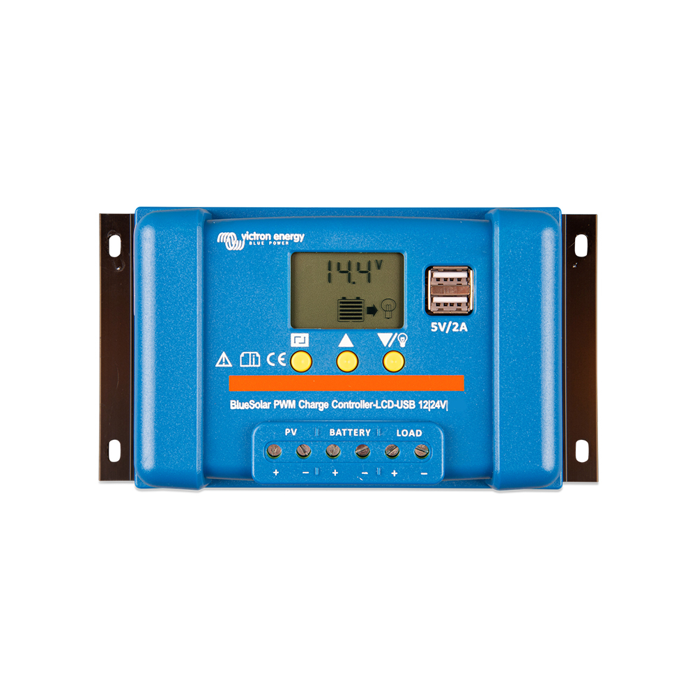 Controler pentru incarcare acumulatori sisteme fotovoltaice PWM Victron BlueSolar SCC010020050, 12/24 V, 20A, LCD, 2x USB 12-24 imagine noua idaho.ro