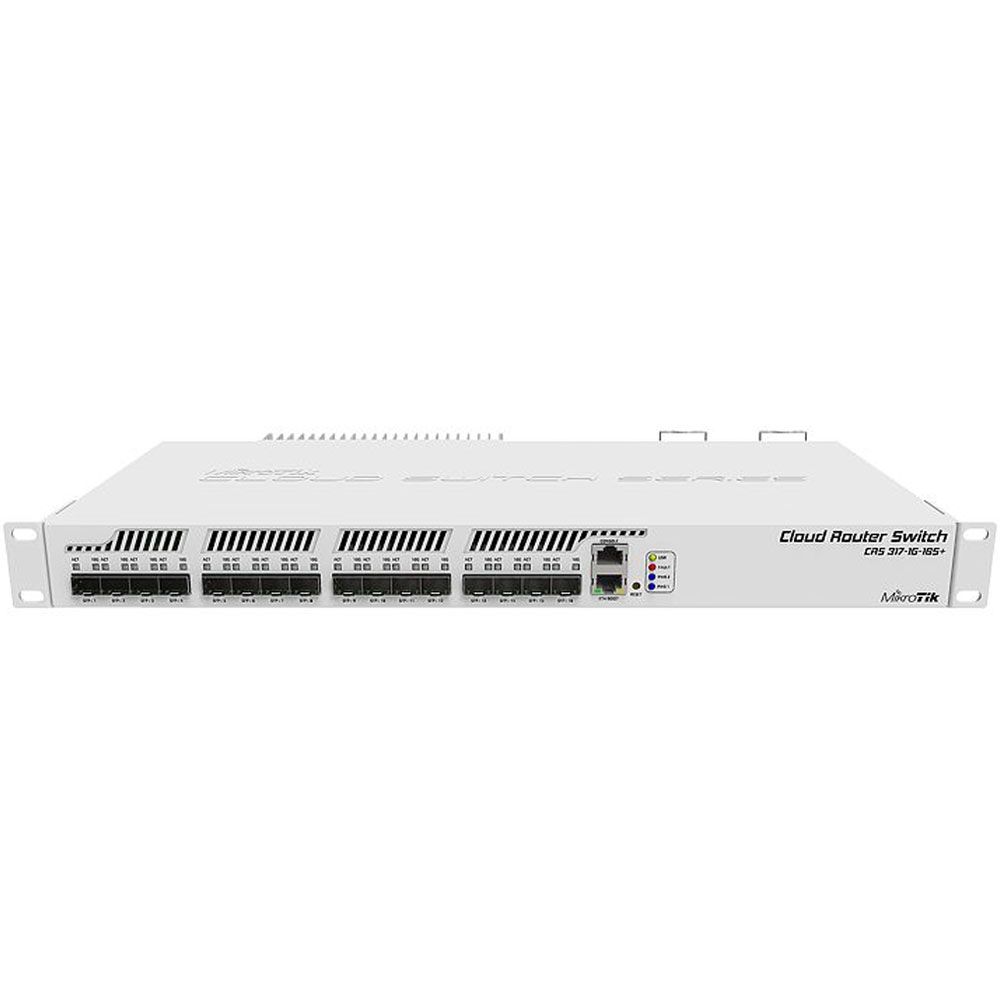 Switch cu 16 porturi SFP+ MikroTik Cloud Router CRS317-1G-16S+RM, cu management, port 10/100/1000Mbps, dual boot 10/100/1000Mbps