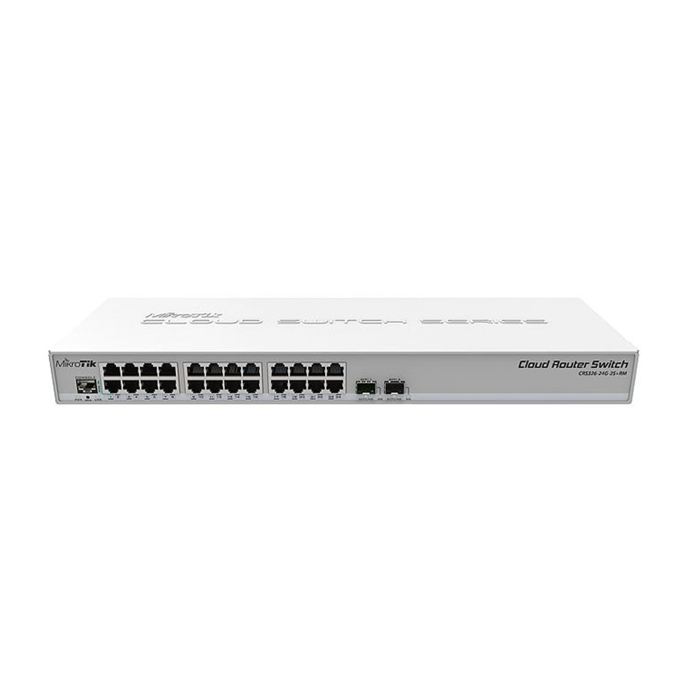 Switch cu 24 porturi Gigabit MikroTik Cloud Router CRS326-24G-2S+RM, 2 porturi SFP+, dual boot, cu management, PoE pasiv MikroTik