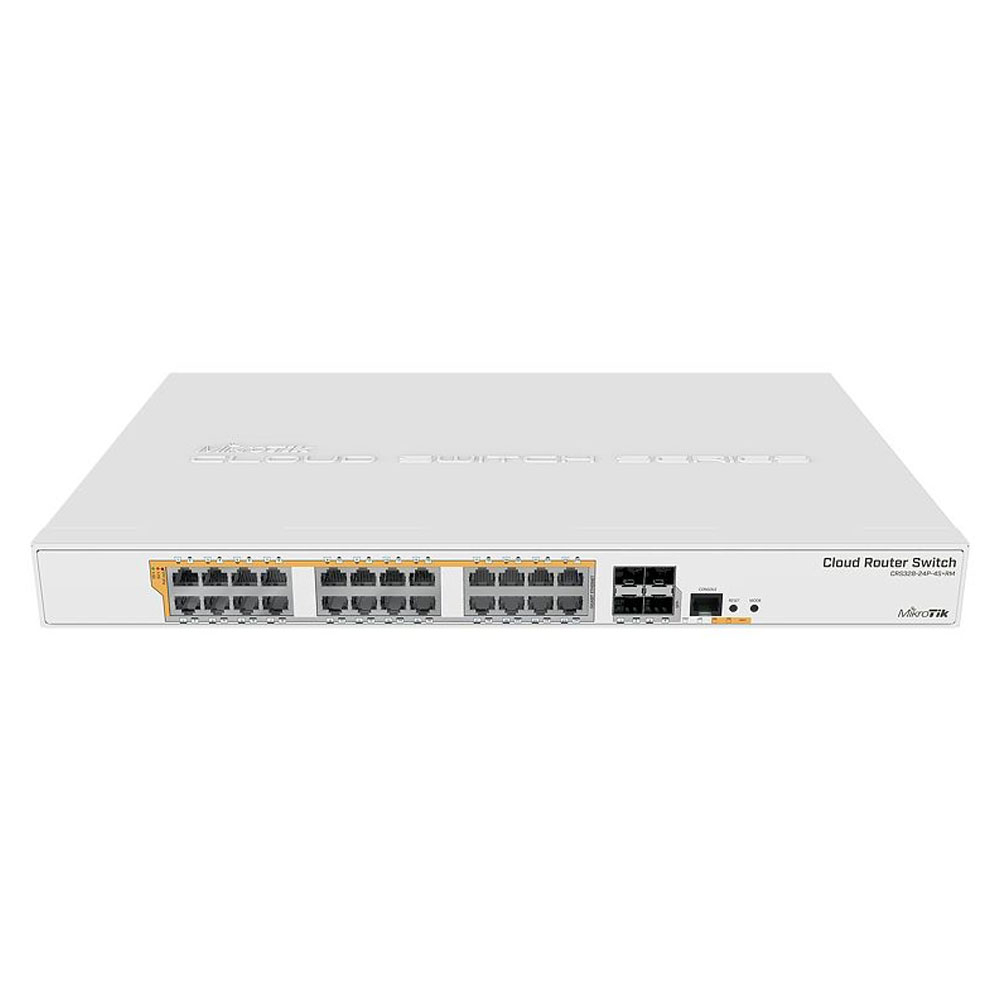 Switch cu 24 porturi Gigabit MikroTik Cloud Router CRS328-24P-4S+RM, 4 porturi SFP+, dual boot, cu management, PoE boot imagine noua