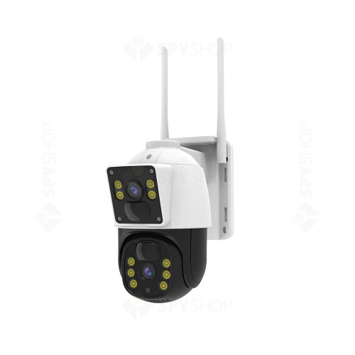 Camera supraveghere wireless GSM Vstarcam BG66DR, 2 MP Full HD, 4G, cu lentila duala 4 mm, IR/lumina alba 30 m, microfon si difuzor, slot card, auto tracking + panou solar