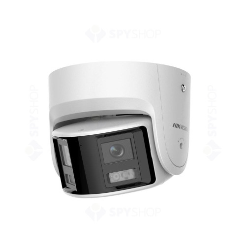 Camera supraveghere panoramica IP Dome AcuSense HikVision DS-2CD2346G2PISUSL, 4MP, 2.8 mm, microfon si difuzor, IR 30 m, slot card, PoE, protectie perimetrala