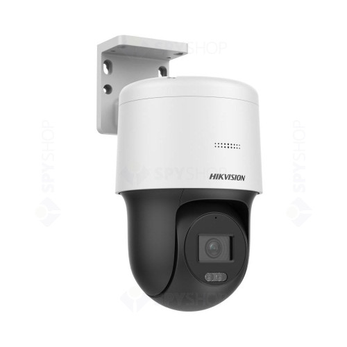 Camera supraveghere exterior IP PTZ Speed Dome DarkFighter Hikvision DS-2DE2C400MW-DE(F1)(S7), 4 MP, 4 mm, IR/lumina alba 30 m, microfon/difuzor, slot card, PoE