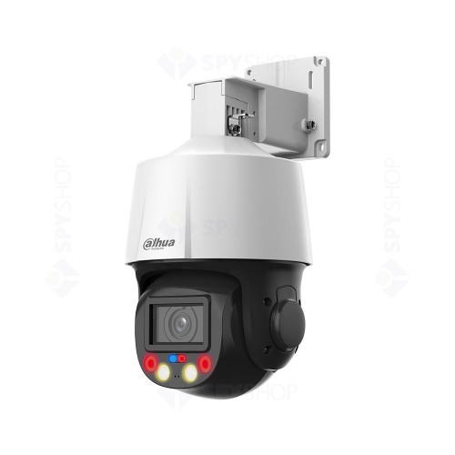Camera supraveghere IP Speed Dome PTZ Dahua WizSense TiOC Active Deterrence SD3E405DB-GNY-A-PV1, 4 MP, 2.7 mm - 13.5 mm, Iluminare duala, IR 50 m, slot card, auto-tracking, microfon/difuzor, PoE
