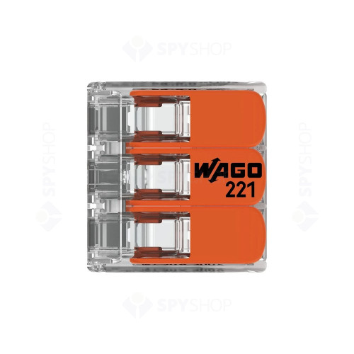 Conector transparent Wago 221-613, 3 conductori maxim 6 mm2, 41 A