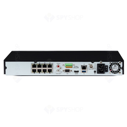 NVR Hikvision AcuSense DS-7608NXI-I2/8PSC, 8 canale, 12 MP, 8 PoE, recunoastere faciala, protectie perimetrala