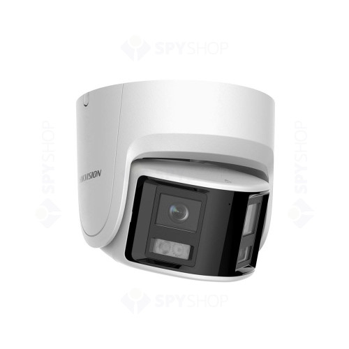 Camera supraveghere panoramica IP Dome AcuSense HikVision DS-2CD2346G2PISUSL, 4MP, 2.8 mm, microfon si difuzor, IR 30 m, slot card, PoE, protectie perimetrala