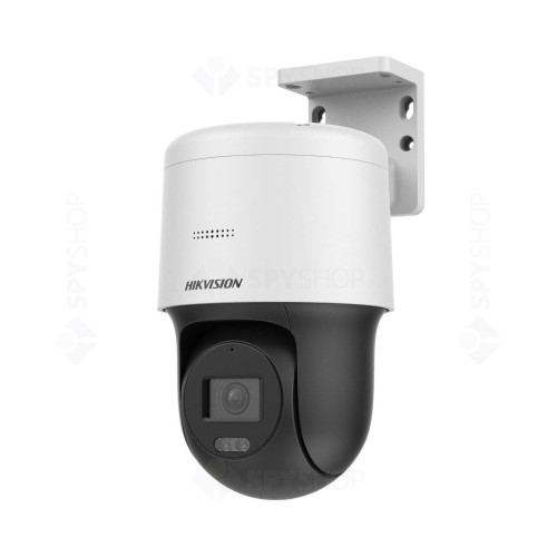 Camera supraveghere exterior IP PTZ Speed Dome DarkFighter Hikvision DS-2DE2C400MW-DE(F1)(S7), 4 MP, 4 mm, IR/lumina alba 30 m, microfon/difuzor, slot card, PoE