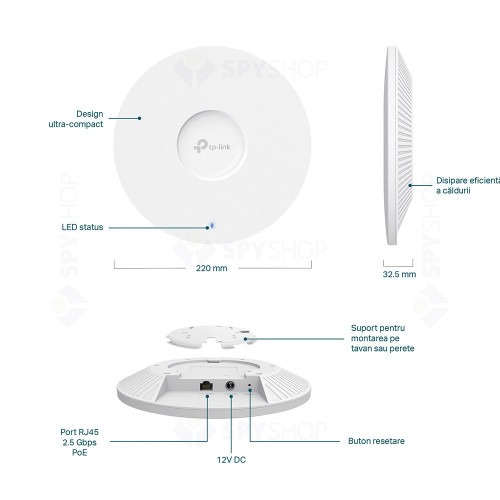 Access Point dual-band TP-Link EAP683 LR, Wi-Fi 6, 2.4/5 GHz, port 2.5G, Omeda, Mu-Mimo, PoE