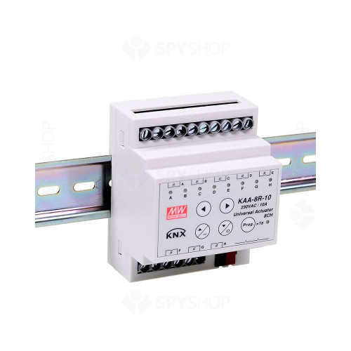 Actuator drivere LED MeanWell KAA-8R-10, 8 canale, protocol KNX, montaj pe sina DIN