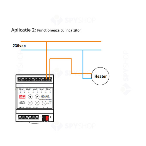 Actuator drivere LED MeanWell KAA-8R-10, 8 canale, protocol KNX, montaj pe sina DIN