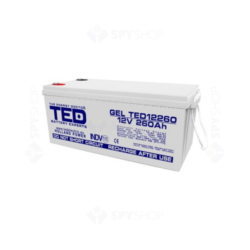 Acumulator GEL pentru UPS sau panouri fotovoltaice TED Deep Cycle TED003539, 260Ah, 12 V, M8