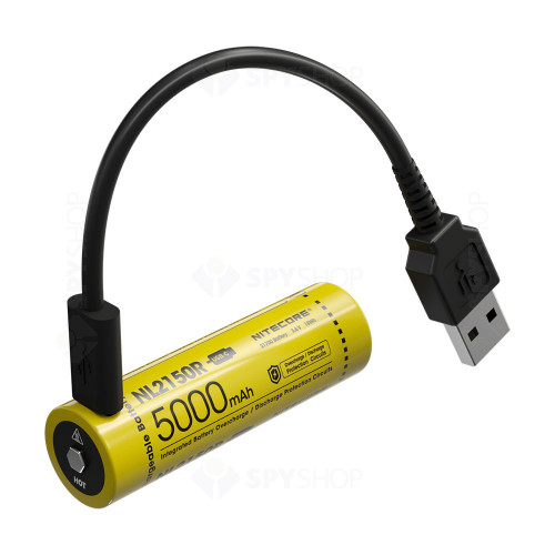Acumulator Li-ion 21700 cu port Micro USB Nitecore NL2150HPR, 5000 mAh