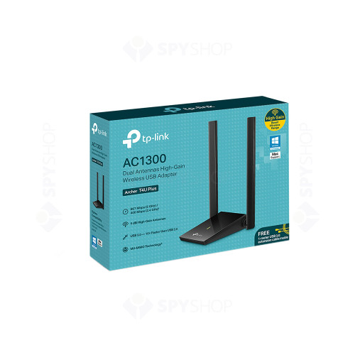 Adaptor Dual-Band USB Wi-Fi TP-Link ARCHER T4U PLUS, 867 Mbps, 2.4 Ghz/5 GHz, USB 3.0