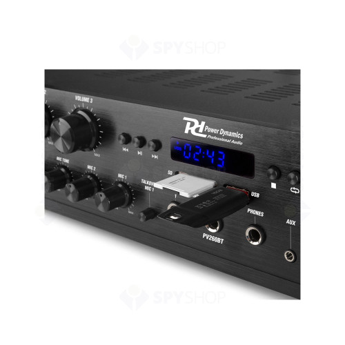 Amplificator audio profesional cu 6 canale Power Dinamics 953.034, USB/SD, Bluetooth, MP3, 6x50W RMS, 4-8 ohm