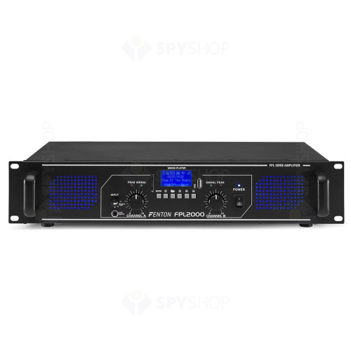 Amplificator digital profesional Fenton FPL2000 172.082, USB/SD, Bluetooth, MP3, 4000W, 4 ohm