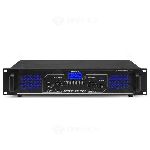 Amplificator digital profesional Fenton FPL500 172.084, USB/SD, Bluetooth, MP3, 500W, 4 ohm